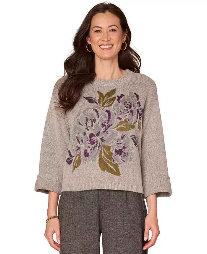 Petite Floral Jacquard Sweater