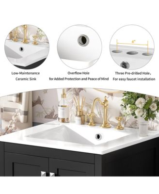 Bathroom Vanity with Integrated Undermount Sink Storage Cabinet Divided Drawer for Versatile Storage
