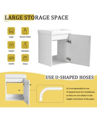 Floating WallMounted Bathroom Vanity with Ceramic Sink For Small Bathroom