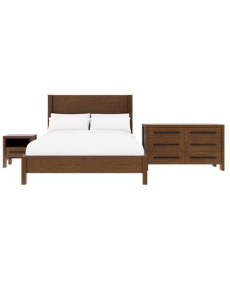 Furniture - Davie Cracked Oak 3 Pc. Queen Panel Set (Bed, Dresser & 1-Drawer Nightstand)