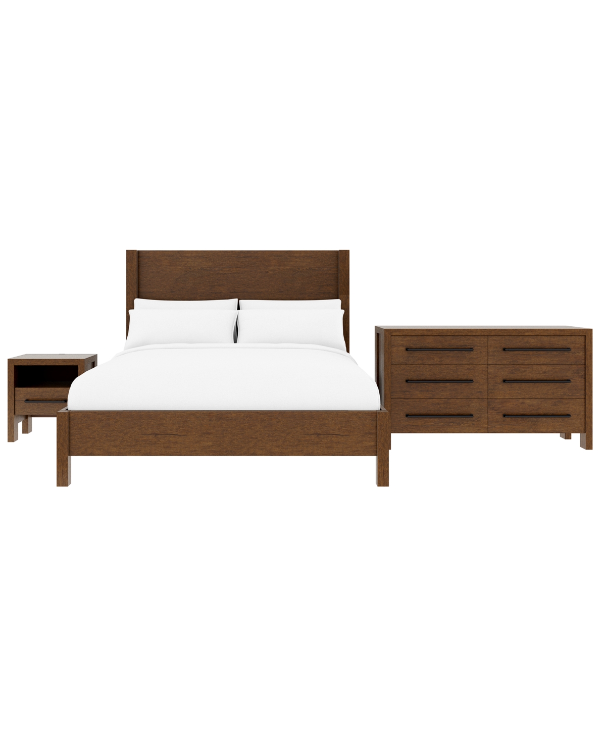Macy's Furniture Davie Cracked Oak And Fabric 3-pc. Queen Bedroom Set