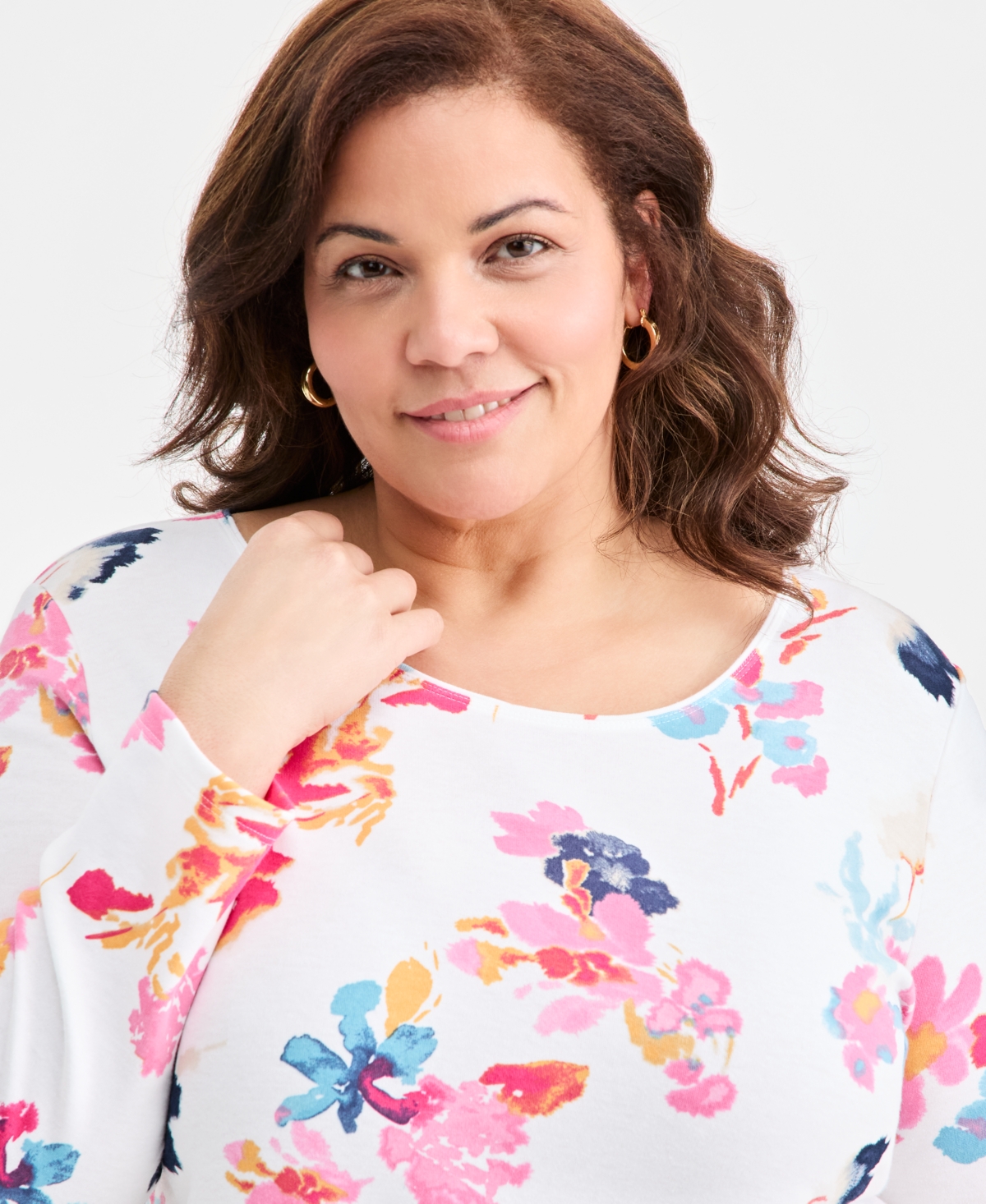 Style & Co Plus Scoop-Neck Long-Sleeve Knit Top