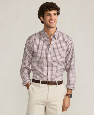 Men's Pattern No Iron Supima Pinpoint Button Down Collar Dress Shirt