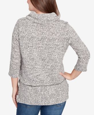 Petite Cowl Neck Space Dye Chenille Knit Top