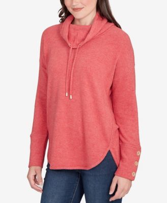 Petite Cowl Neck Cozy Hatchi Drawstring Top