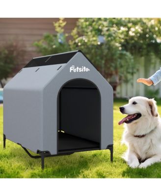 43'' Elevated Dog House for Small Breeds Large Pet House w/ Ventilated Windows