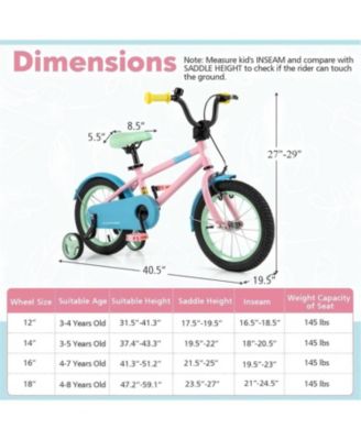 Kids Bike with Adjustable Handlebar and Saddle Pink-14 Inches