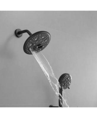 Single-Handle 1-Spray Round Rain Shower Faucet Set with Rain Shower Head & Hand Shower in Brushed Nickel (Valve Included)