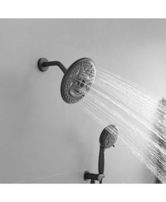 Single-Handle 1-Spray Round Rain Shower Faucet Set with Rain Shower Head & Hand Shower in Brushed Nickel (Valve Included)