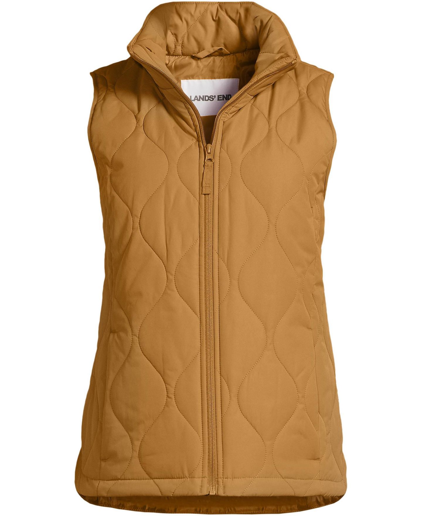Женский жилет Lands' End Plus Size FeatherFree Quilted Insulated Vest, цвет: Верблюжий — фото 2