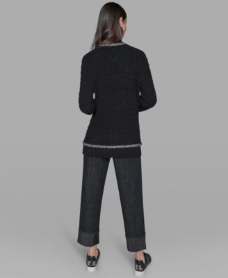 Petite 4-Pocket Crewneck Cardigan Sweater