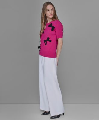 Petite Bow Short Sleeve Sweater