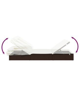 Sunbed Brown PE Rattan, Powder-Coated Steel 83.9x24.8x38.2 in