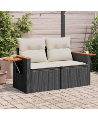 Garden Sofa Black, Cream White