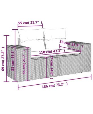 Garden Sofa Grey PE rattan Medium Adjustable Feet Garden Sofa