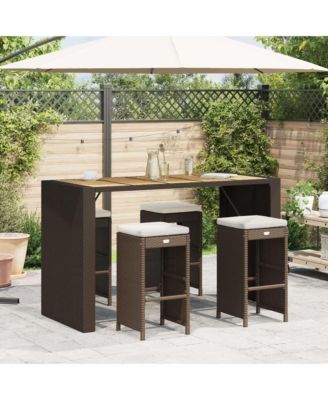 Garden Bar Stool Set of 4 Brown, Cream white