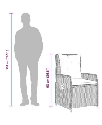 Reclining Garden Chair Grey PE rattan, powder-coated steel Single