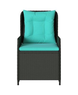 Reclining Patio Chair Black PE rattan Medium Adjustable Feet