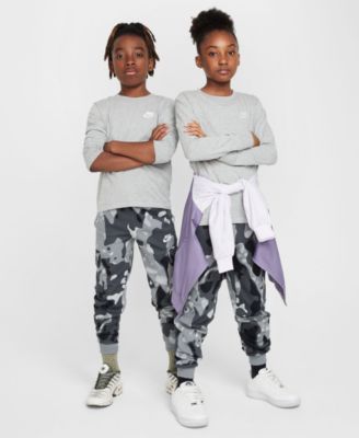 Boys and Girls Sportswear Logo Embroidered Long-Sleeve T-Shirt 