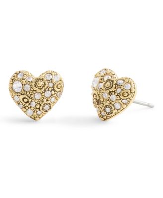Gold Plated Pavé Heart Stud Earrings