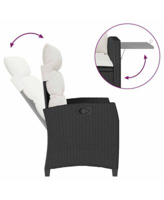 Reclining Garden Chair Black PE rattan Foldable