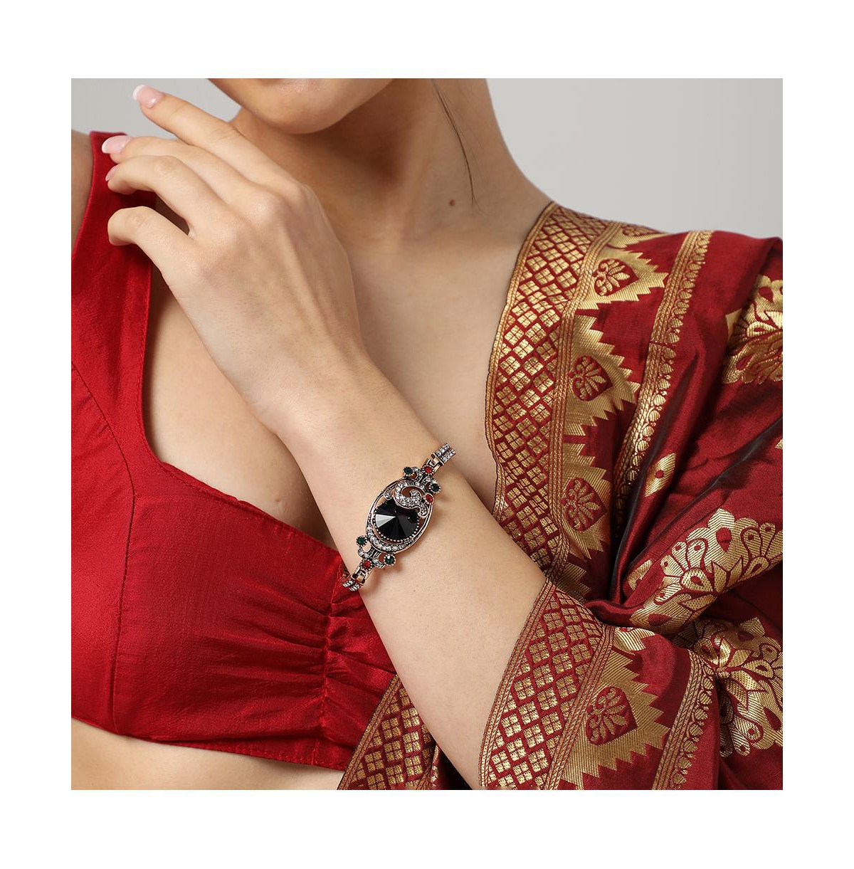 Sohi Women's Stone Statement Bracelet In Black