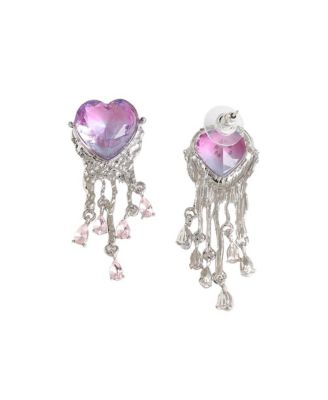 Heart-Stone Drop Earrings