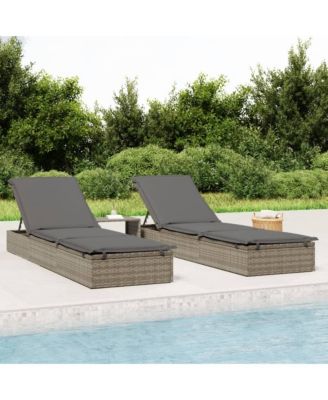 Sunbed Grey PE Rattan Large Adjustable Armrests