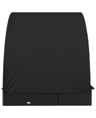 Sunbed Black PE rattan, powder-coated steel, fabric (100% polyester)