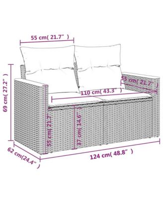 Garden Sofa Black PE rattan, powder-coated steel, solid acacia wood