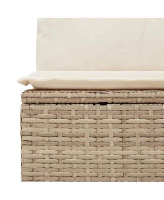 Garden Sofa Beige Poly Rattan Single Adjustable Feet