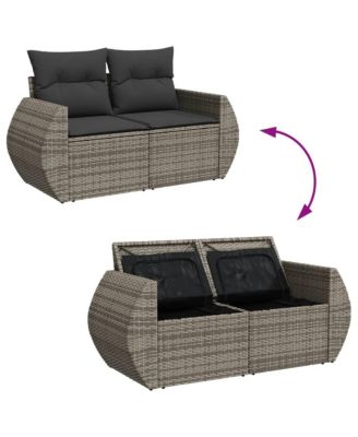Garden Sofa Grey PE rattan Large Adjustable Feet