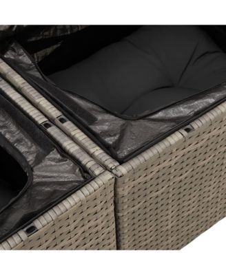 Garden Sofa Grey PE rattan, powder-coated steel, solid acacia wood