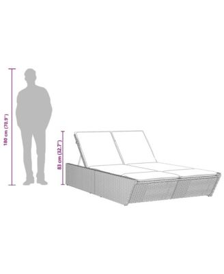 Patio Double Sun Lounger Gray PE Rattan Double