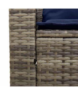 5 Piece Patio Sofa Set with Cushions Stackable Gray Poly Rattan