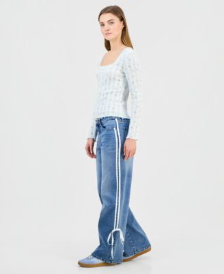 Madden Girl - Juniors' Ultra 90s Mid-Rise Side-Stripe Jeans