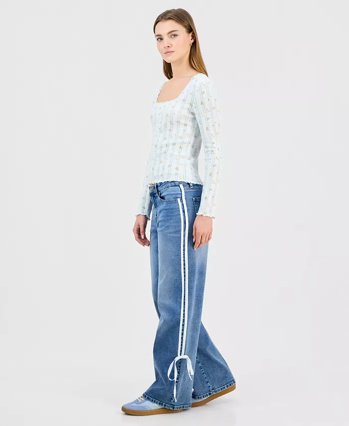 Juniors' Ultra 90s Mid-Rise Side-Stripe Jeans