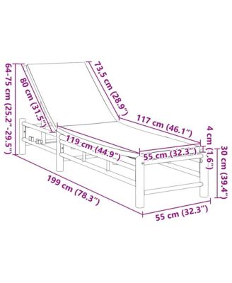 Sun Lounger Bamboo, Dark Grey Bamboo, 100% polyester Large