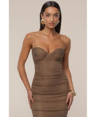 Women's Ruched Metallic Maxi Dress