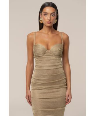 Women's Ruched Metallic Maxi Dress