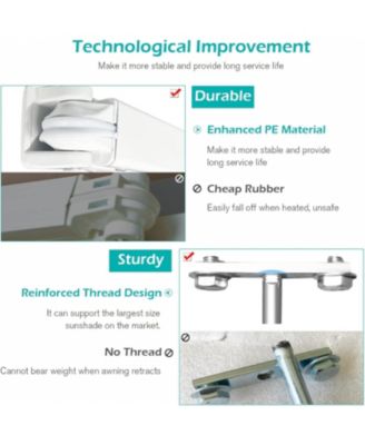 10'x8' Manual Retractable Awning Sun Shade, Patio Awning Canopy