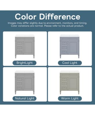 30inch Bathroom Vanity with Top Sink Modern Bathroom Storage Cabinet with 2 Drawers and a Tip out Drawer Single Sink Bathroom Vanity