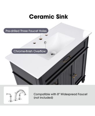 Bathroom Vanity with Sink Black Bathroom Cabinet with Drawers Solid Frame and MDF Board One Package