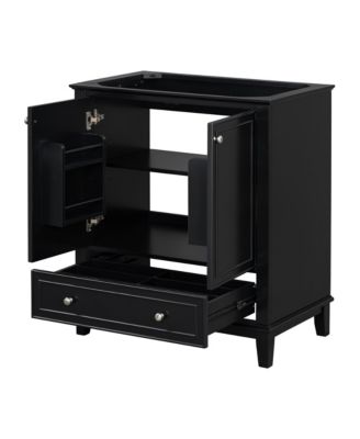 Bathroom Vanity without Sink Base Only Multifunctional Bathroom Cabinet with Doors and Drawer Solid Frame and MDF Board Black