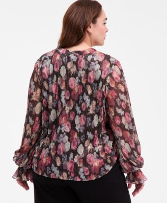 Plus Size Long-Sleeve V-Neck Top