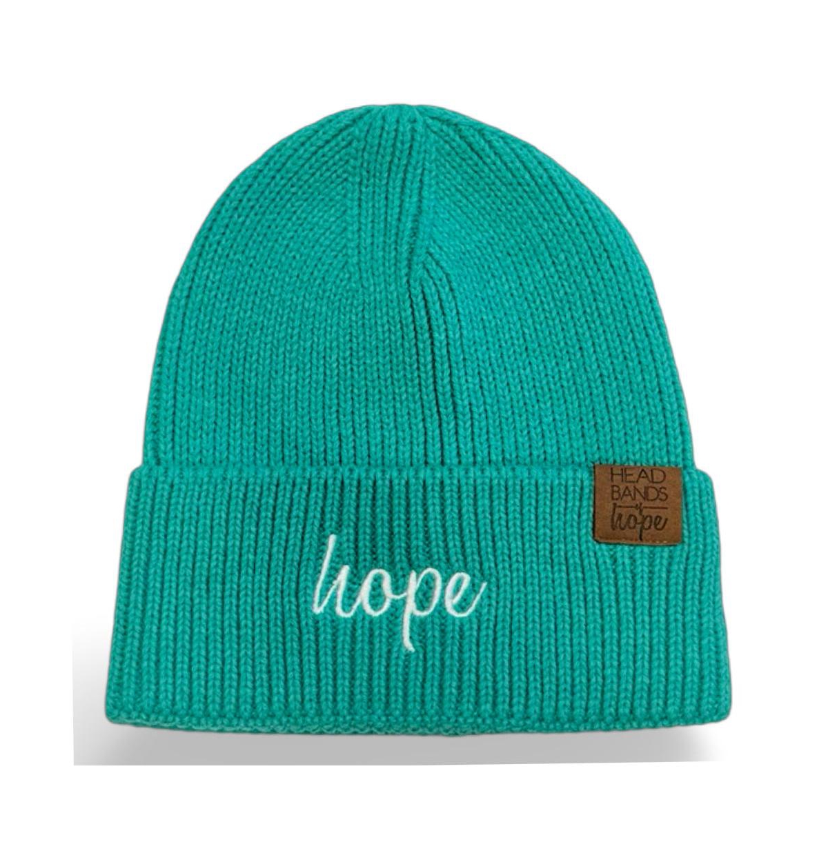 Women's Embroidered Hope Beanie - Teal