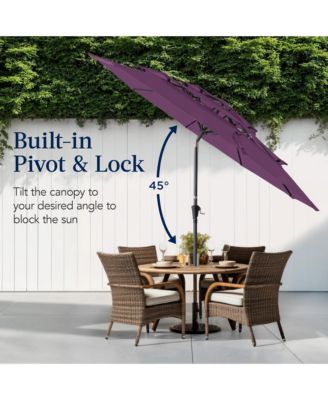 10ft 3-Tier Patio Umbrella, Market Sun Shade w/ Tilt Adjustment, Easy Crank
