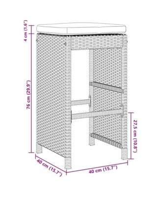 Garden Bar Stool Set of 2 Brown,Cream white