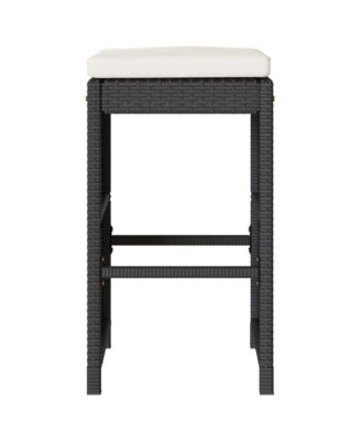 Garden Bar Stool Set of 4 Black, Cream