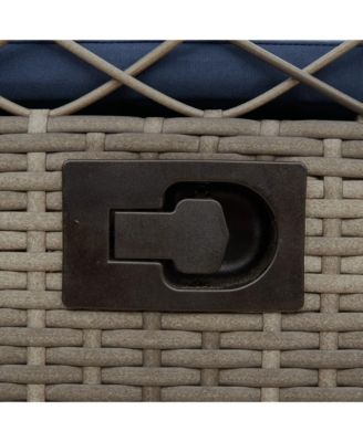 Reclining Patio Chair Gray and Navy Blue